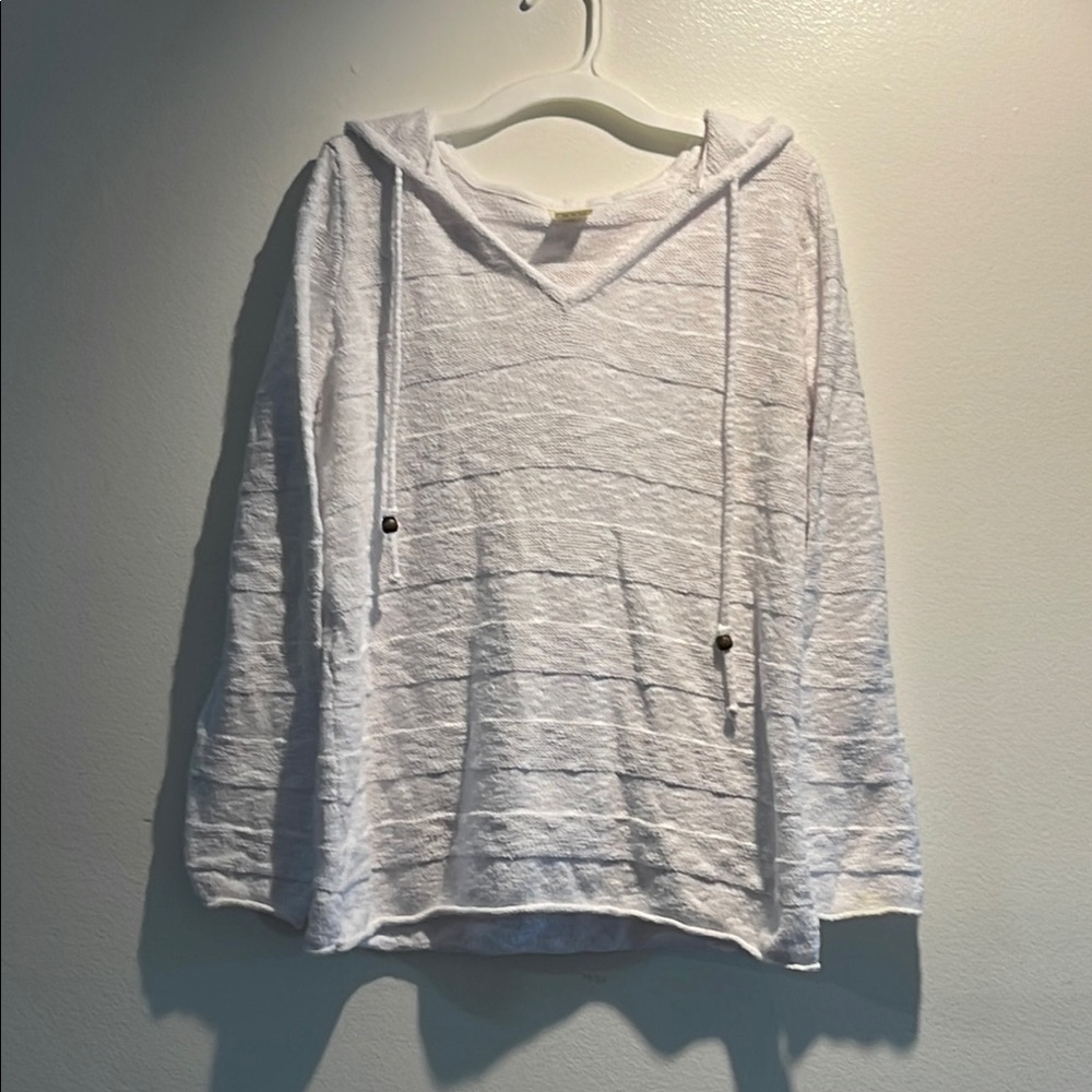 Faded Glory White V-Neck Long Sleeve Sweatshirt